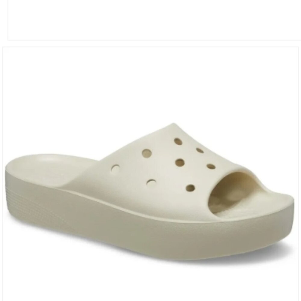 Crocs Classic Platform Slide Bone Size 9 Gently Worn